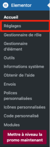 réglage elementor